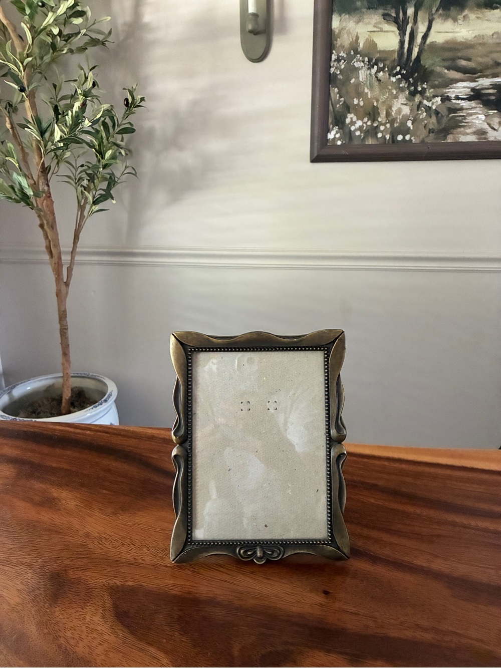 Vintage The Weston Gallery Aged Bronze Ornate Wave Edge Photo Frame